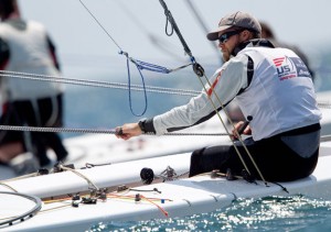 Andrew Campbell sailing a Star on the US Sailing Team.